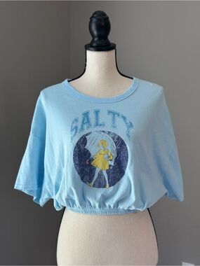 Offline by Aerie Light Blue 'Salty' Graphic Cropped Tee - Women's